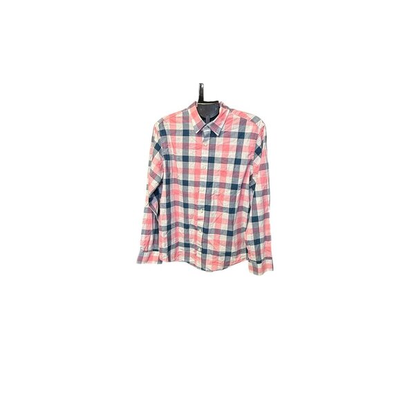 Banana Republic Men's Button Down Navy/Pink Plaid Slim Fit - Size L - Picture 6 of 6